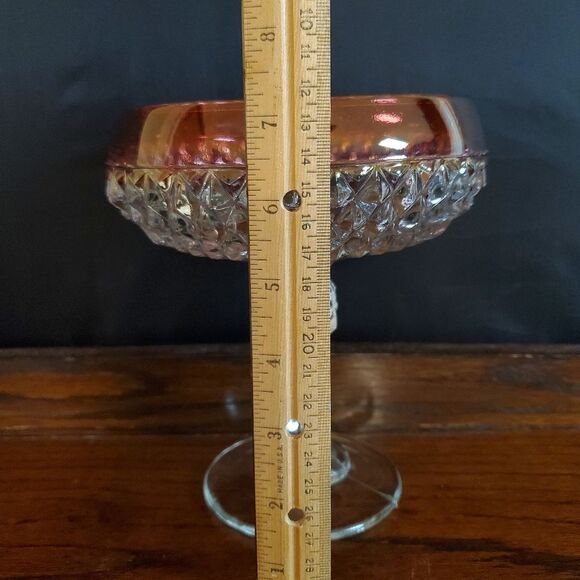 Diamond Point Ruby Red Indiana Glass Compote Pedestal Candy Dish - Picture 6 of 9